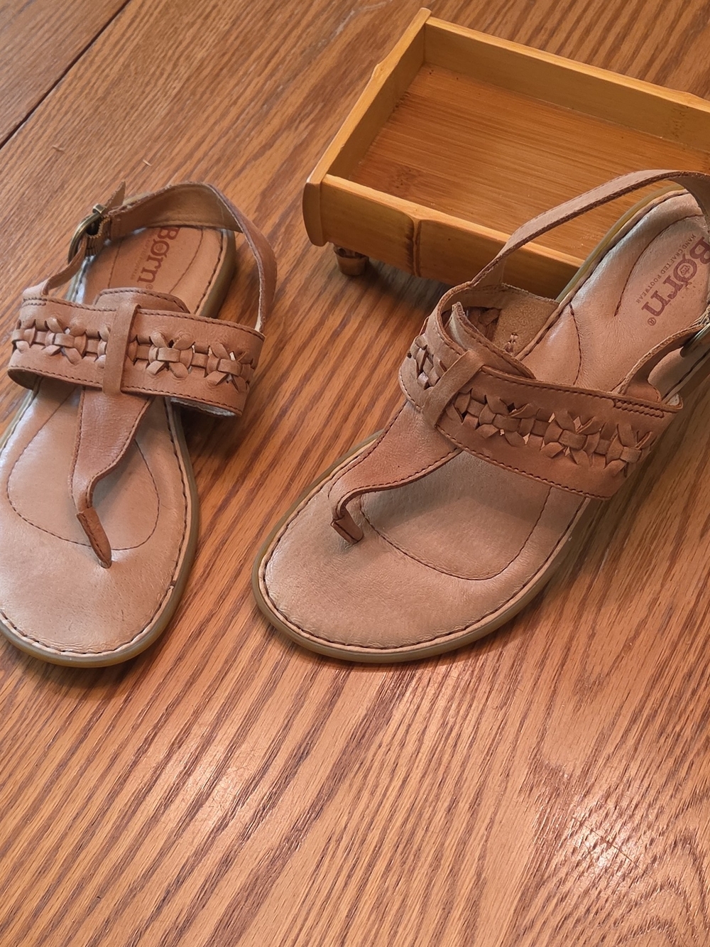 Born Women’s Tan Woven Leather Thong Sandals